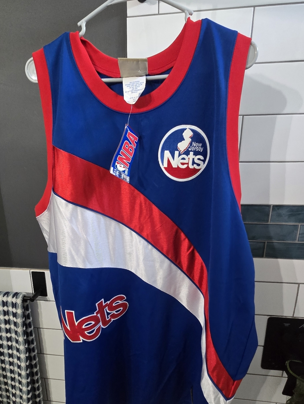 NBA New Jersey Nets Blue, Red & White Retro Tank Jersey Hardwood classics 2XL
